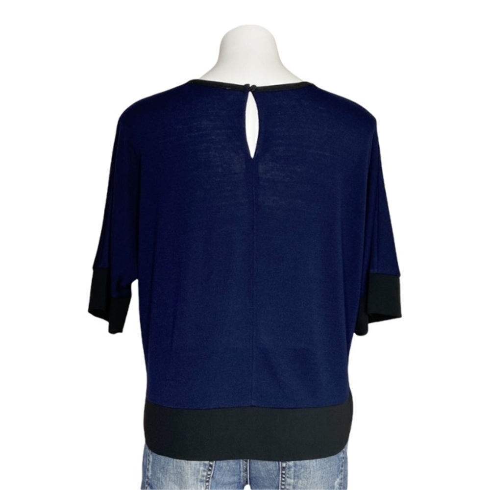 LOFT Blue & Black Top Blouse Medium - Picture 4 of 5